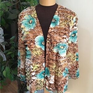 Alfred Dunner layered open front cardigan Woman’s size Medium Petite flo…